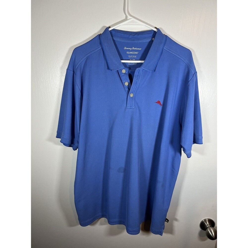 Tommy Bahama Shirt Mens XL Blue Island Zone Golf Polo Knit Casual Supima Stain